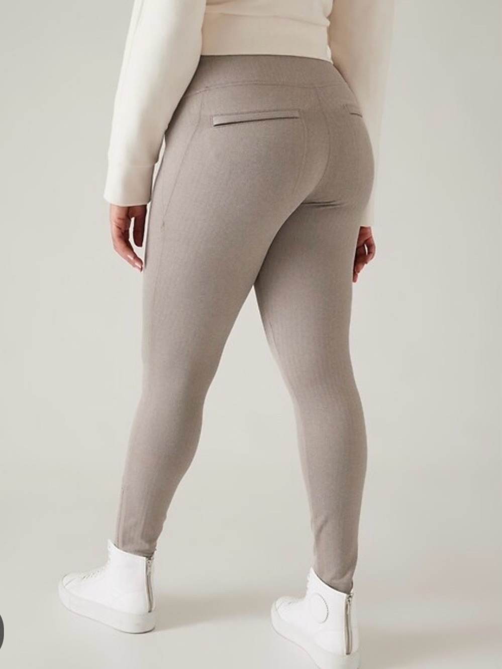 Athleta Ribbed High-Rise Chevron Leggings Beige Large